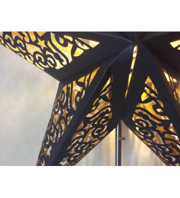 Leuchtstern Kala schwarz -  Goldglitter 60 cm 5 Zacken mit Magnetverschluss