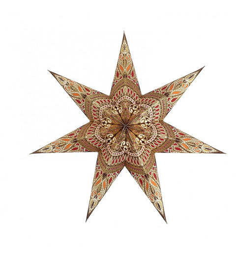 Leuchtstern Khidki Braun/Goldglitter, 7 Zacken ca. 60 cm Zippverschluss