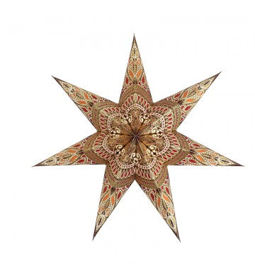 Leuchtstern Khidki Braun/Goldglitter, 7 Zacken ca. 60 cm Zippverschluss