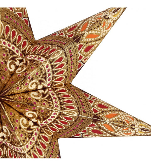 Leuchtstern Khidki Braun/Goldglitter, 7 Zacken ca. 60 cm Zippverschluss