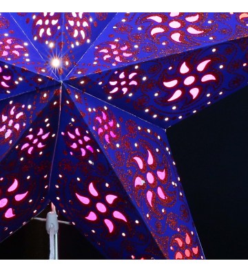 Leuchtstern Madras blau/glitter 5 Zacken ca. 60 cm mit Magnetverschluss