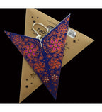 Leuchtstern Madras blau/glitter 5 Zacken ca. 60 cm mit Magnetverschluss