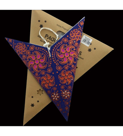 Leuchtstern Madras blau/glitter 5 Zacken ca. 60 cm mit Magnetverschluss