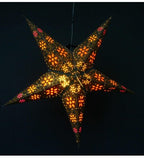 Leuchtstern Madras schwarz / Gold glitter 5 Zacken ca. 60 cm mit Magnetverschluss