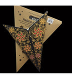 Leuchtstern Madras schwarz / Gold glitter 5 Zacken ca. 60 cm mit Magnetverschluss