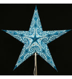 Leuchtstern Mandala türkis/glitter 5 Zacken ca. 60 cm mit Zippverschluss