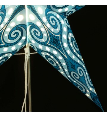 Leuchtstern Mandala türkis/glitter 5 Zacken ca. 60 cm mit Zippverschluss