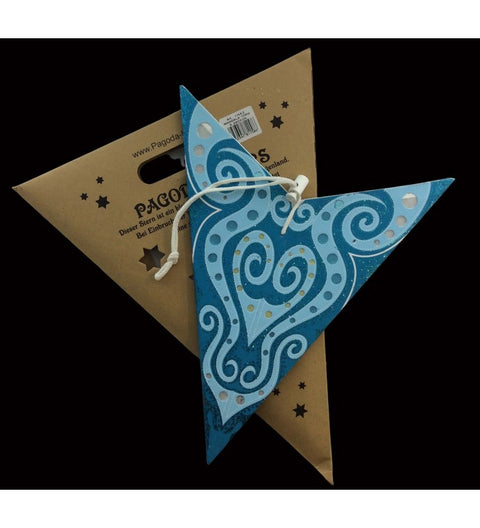 Leuchtstern Mandala türkis/glitter 5 Zacken ca. 60 cm mit Zippverschluss