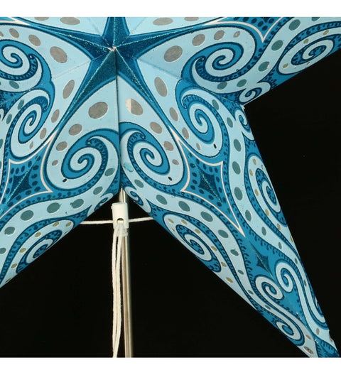 Leuchtstern Mandala türkis/glitter 5 Zacken ca. 60 cm mit Zippverschluss