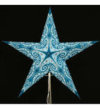 Leuchtstern Mandala türkis/glitter 5 Zacken ca. 60 cm mit Zippverschluss