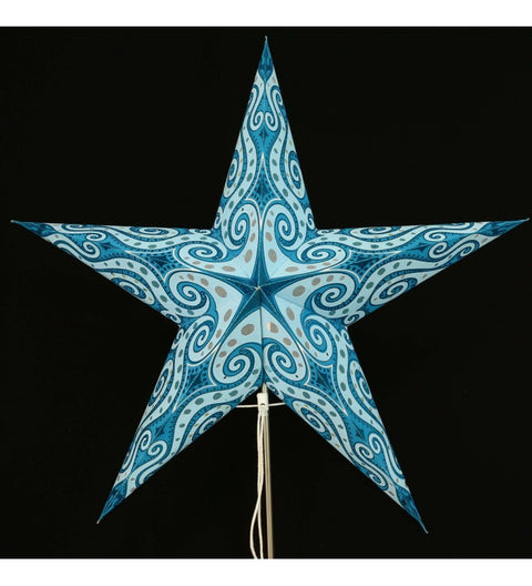 Leuchtstern Mandala türkis/glitter 5 Zacken ca. 60 cm mit Zippverschluss