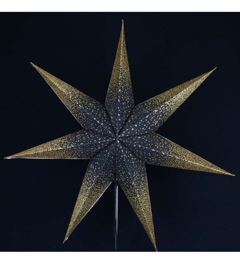 Leuchtstern Meteor Goldcrash schwarz/gold mit 7 Zacken und Zippverschluß