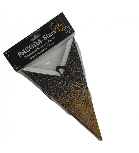 Leuchtstern Meteor Goldcrash schwarz/gold mit 7 Zacken und Zippverschluß