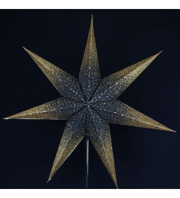 Leuchtstern Meteor Goldcrash schwarz/gold mit 7 Zacken und Zippverschluß