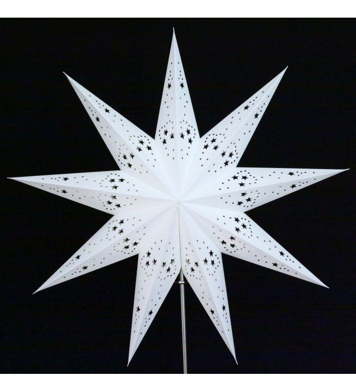 Leuchtstern Mirissa weiß 9 Zacken ca. 60 cm mit Zippverschluss