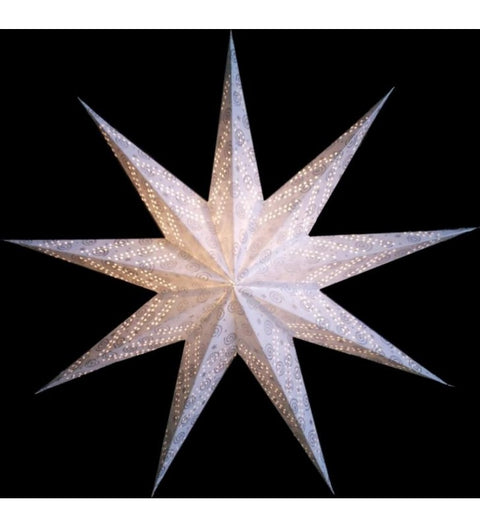 Leuchtstern Myra weiß gelocht, 9 Zacken ca. 60 cm Zippverschluss