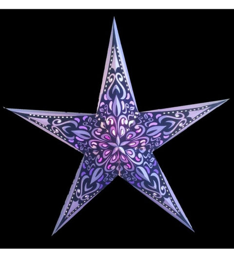 Leuchtstern Phönix purple mit Samtdruck,5 Zacken Magnetverschluß ca 60cm