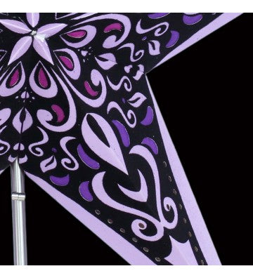 Leuchtstern Phönix purple mit Samtdruck,5 Zacken Magnetverschluß ca 60cm