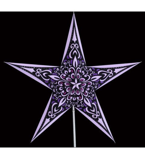 Leuchtstern Phönix purple mit Samtdruck,5 Zacken Magnetverschluß ca 60cm