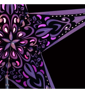 Leuchtstern Phönix purple mit Samtdruck,5 Zacken Magnetverschluß ca 60cm