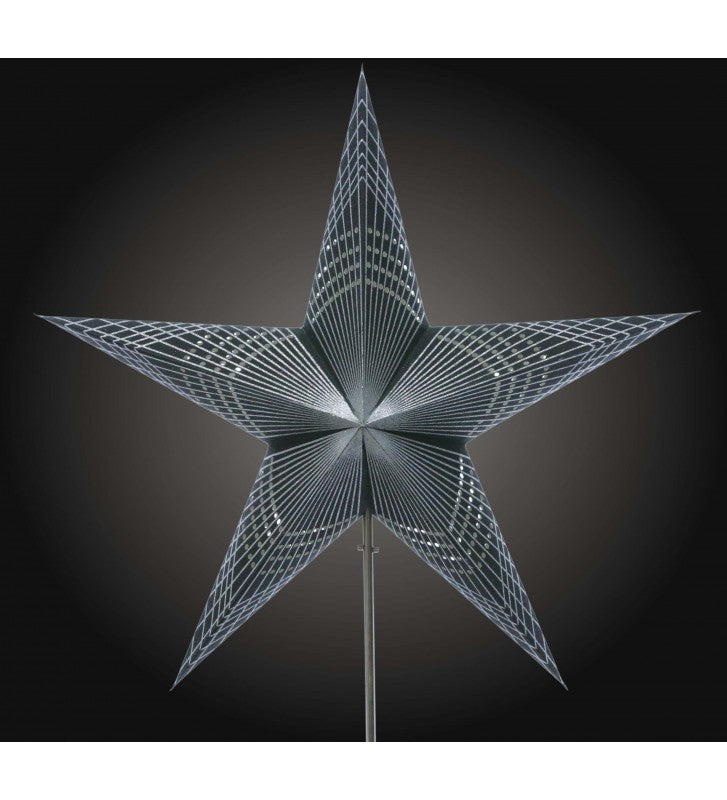 Leuchtstern Prisma schwarz Silberglitter mit Magnetverschluß