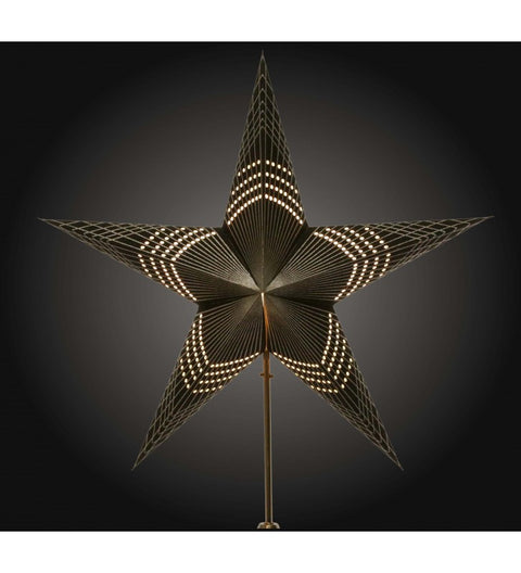 Leuchtstern Prisma schwarz Silberglitter mit Magnetverschluß