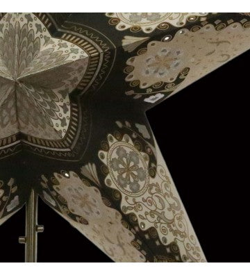 Leuchtstern Royal Black schwarz/weiß 5 Zacken mit Magnetverschluß