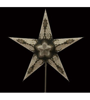 Leuchtstern Royal Black schwarz/weiß 5 Zacken mit Magnetverschluß