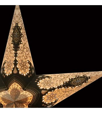 Leuchtstern Royal Black schwarz/weiß 5 Zacken mit Magnetverschluß