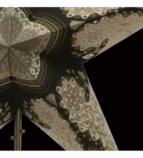 Leuchtstern Royal Black schwarz/weiß 5 Zacken mit Magnetverschluß