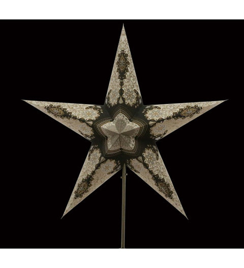 Leuchtstern Royal Black schwarz/weiß 5 Zacken mit Magnetverschluß