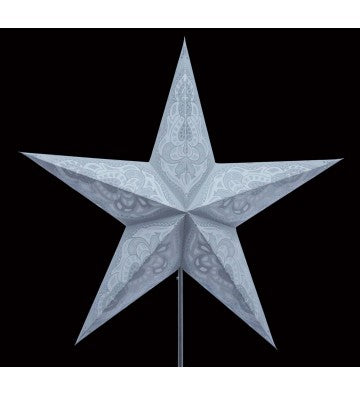 Leuchtstern Sumita grau mit Silberglitter 5 Zacken und Magnetverschluß