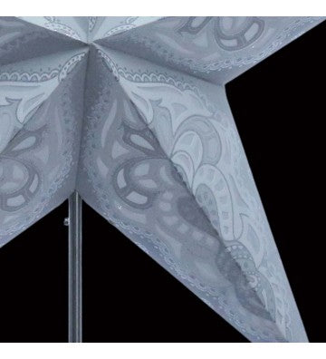 Leuchtstern Sumita grau mit Silberglitter 5 Zacken und Magnetverschluß