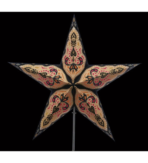 Leuchtstern Sumita kupfer/schwarz Goldglitter 5 Zacken mit Magnetverschluß