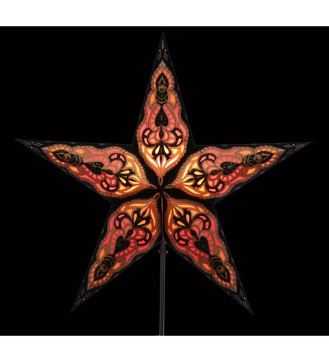 Leuchtstern Sumita kupfer/schwarz Goldglitter 5 Zacken mit Magnetverschluß