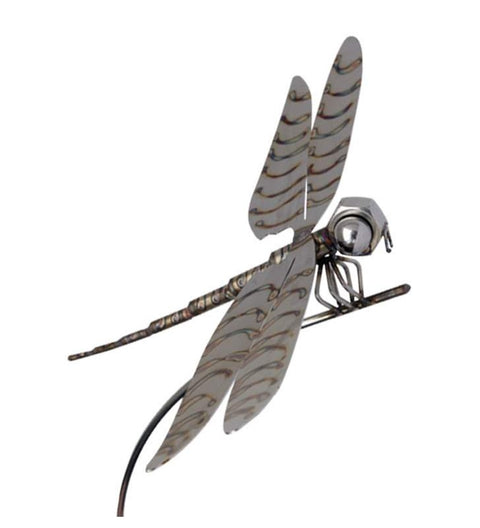 Gartenstecker Libelle aus Edelstahl am Schwingstab ca.200cm
