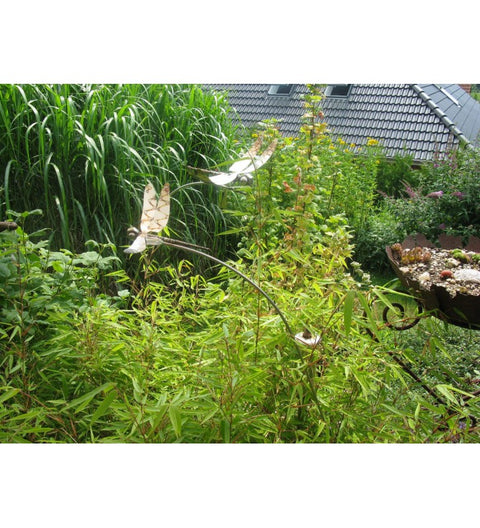 Gartenstecker Libelle aus Edelstahl am Schwingstab ca.200cm