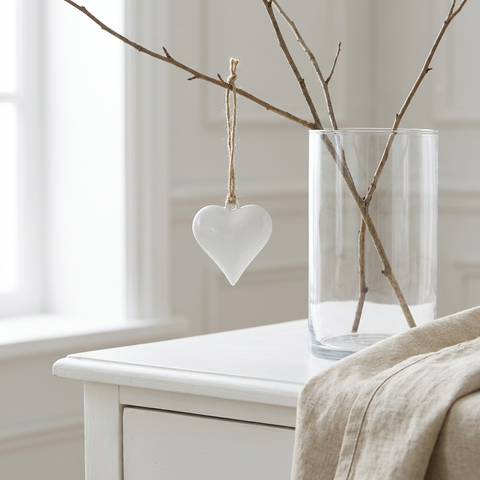 Anhänger Herz Weiß 3-er Set aus Metall Emaille ca. 5 cm