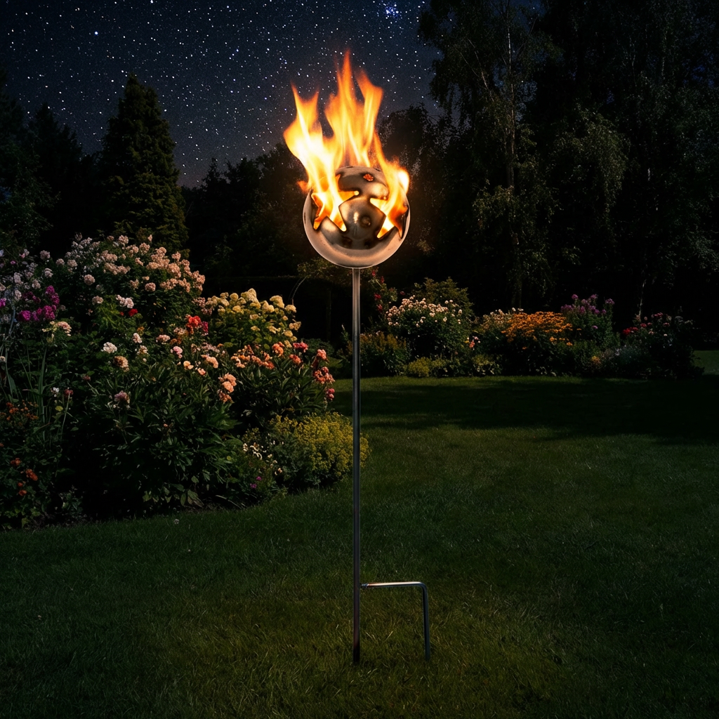 Feuerkugel Motiv Sterne  Ø 13cm aus Edelstahl