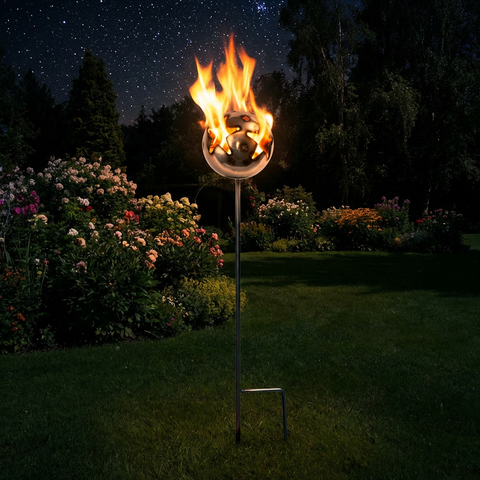 Große Feuerkugel Motiv Sterne Ø 18 cm XL aus Edelstahl