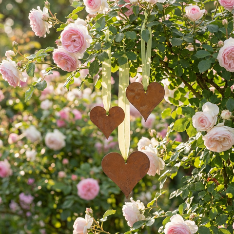 Anhänger Herz Edelrost Herzen 3er Set 11,13 und 15 cm