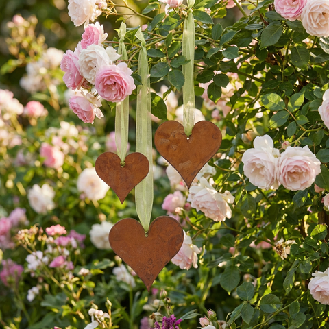 Anhänger Herz Edelrost Herzen 3er Set 11,13 und 15 cm