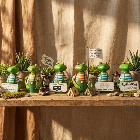 Zaunhocker Camping Frosch aus Metall ca. 26 cm zur Wahl  6 Varianten