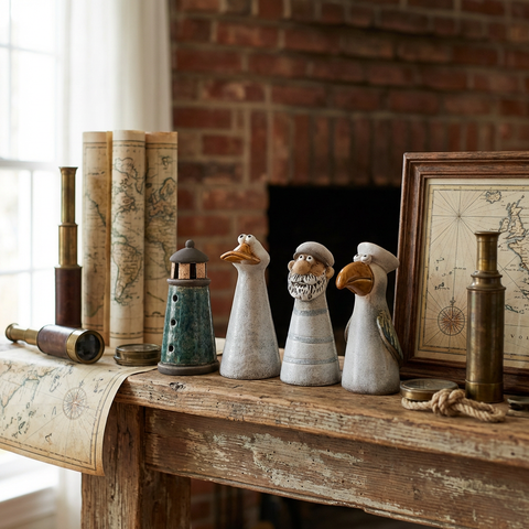 Maritime Zaunhocker aus Keramik – Leuchtturm, Ente, Seemann oder Möwe