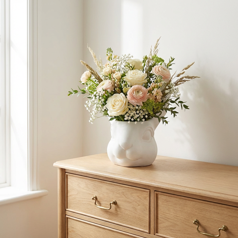 Oster Hasenkopf Pflanztopf aus Polyresin in Weiß ca. 30 cm