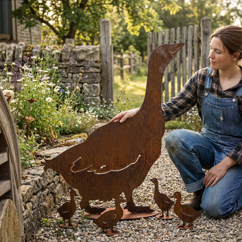 Edelrost Gans 65 cm – Gartendeko Metall zum Stellen