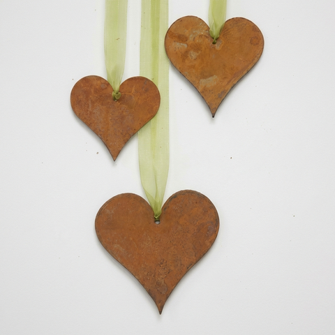 Anhänger Herz Edelrost Herzen 3er Set 11,13 und 15 cm