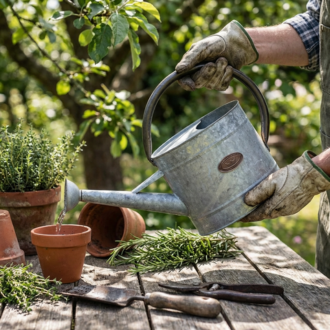 Gießkanne aus Zink – Verzinkte Metall-Gießkanne im Vintage-Design