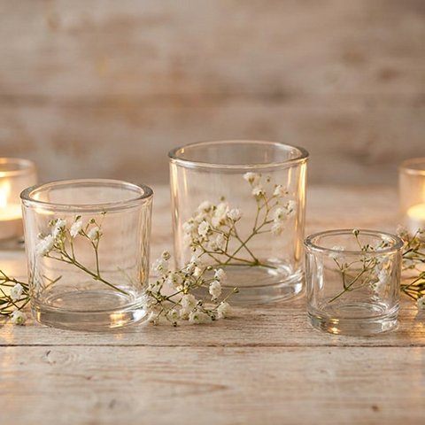 Massives Glas Windlicht Ø 6,5 cm – Teelichtglas klar