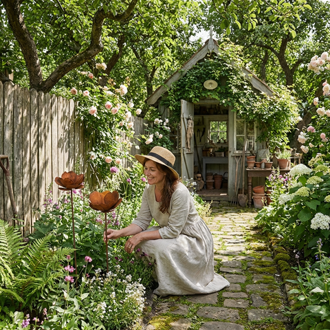 Edelrost Gartenstecker Lichtmohn 80 cm – Metall Blume